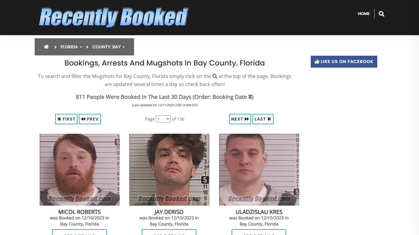 Recent bookings, Arrests, Mugshots in Bay County, Florida - Recently Booked